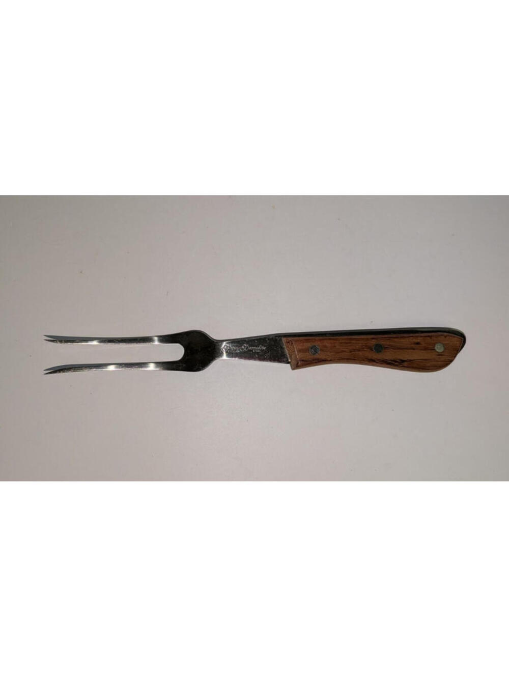 Vintage Prince Devonshire Japan, Meat Fork Stainless Steel Full Tang Wood Handle